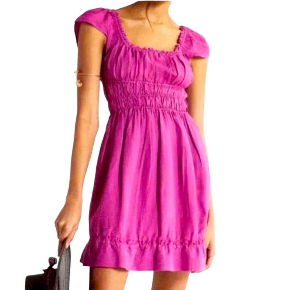 🩷Anthropologie smock waist mini dress xs